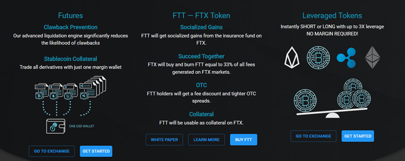 FTX hlavní klíčové služby