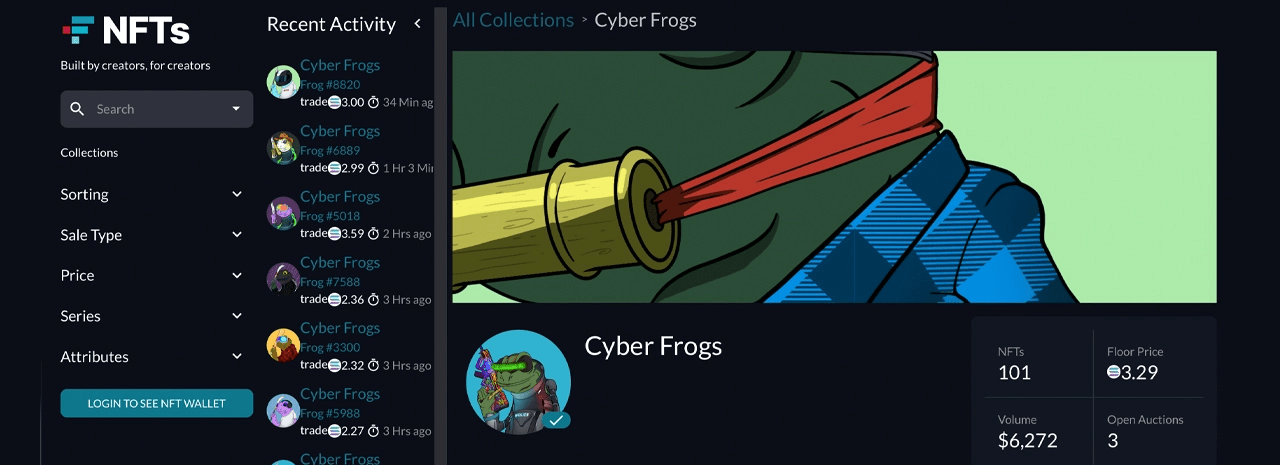 NFT kolekce Cyber ​​Frogs