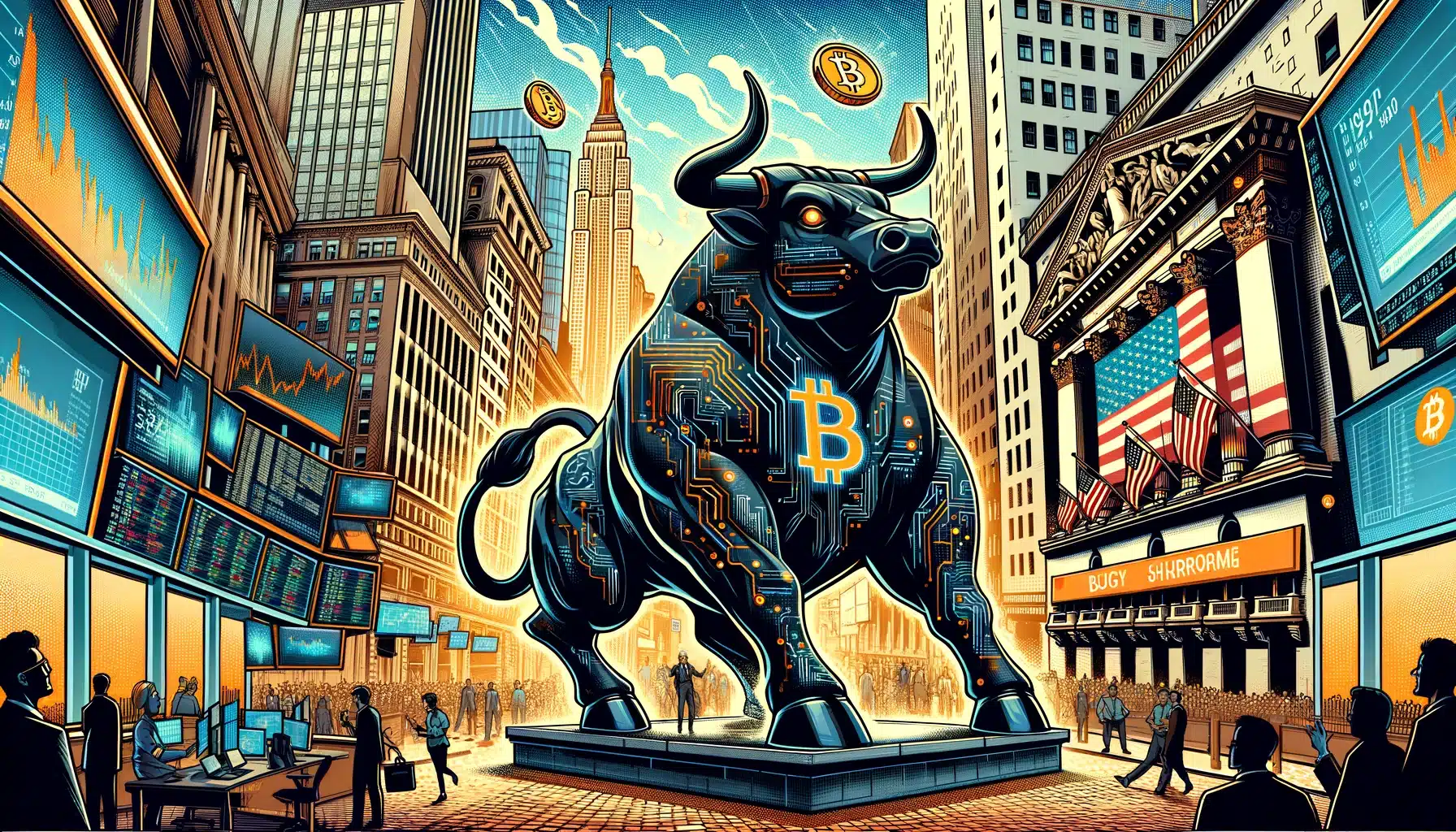 BTC Bitcoin Wall Street býk