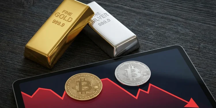 Bitcoin zlato striebro